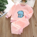 Conjuntos de pijamas super macios de veludo coral para crianças meninos meninas calças de mangas compridas preguiçosos conjuntos de pijamas sólidos