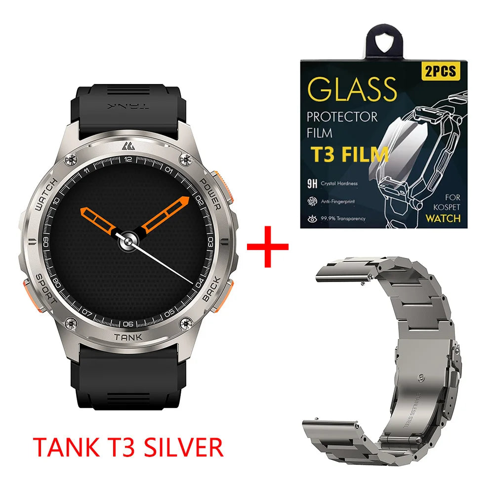 Original KOSPET TANK T3 Relógio Inteligente Para Homens Militar Smartwatch Mulheres Relógios de Fitness Digitais AMOLED AI Voz AOD Bluetooth