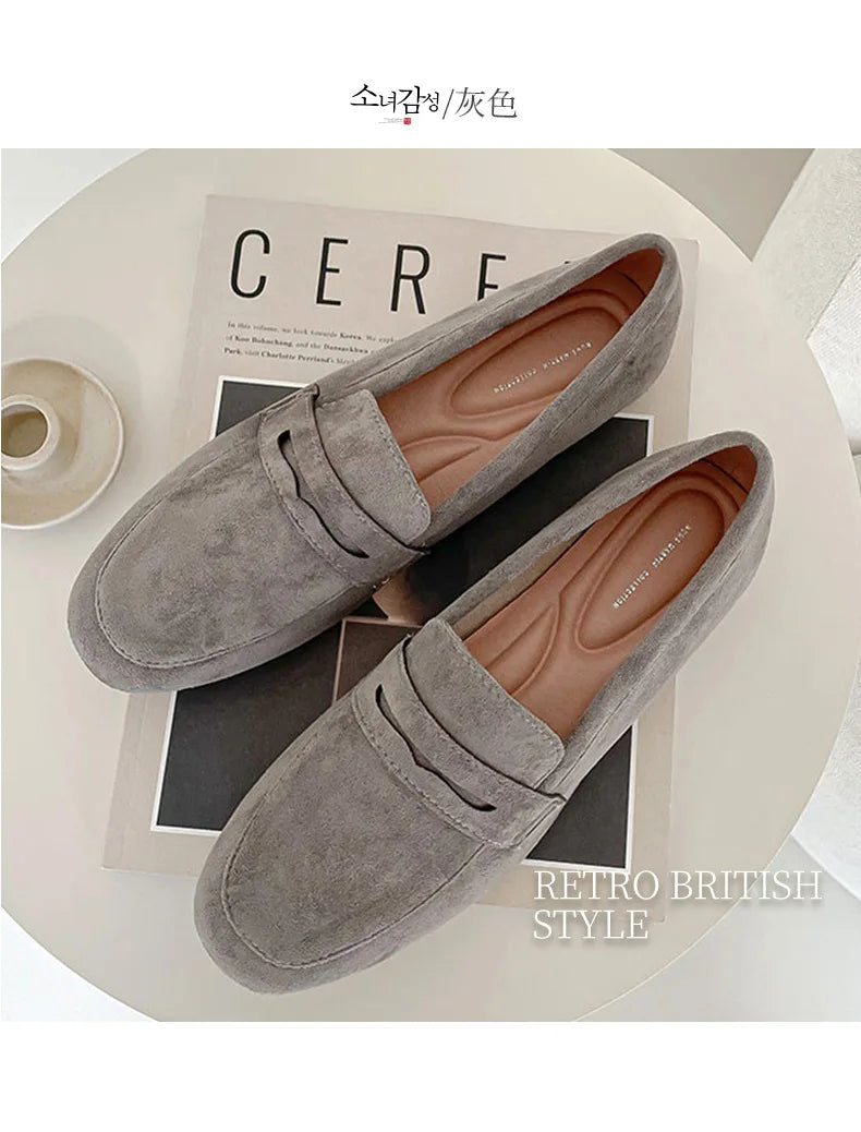 2025 novas mulheres sapatos planos mulher mocassins primavera outono casual camurça deslizamento em sapato mulher confortável sapato leve mujer sapato