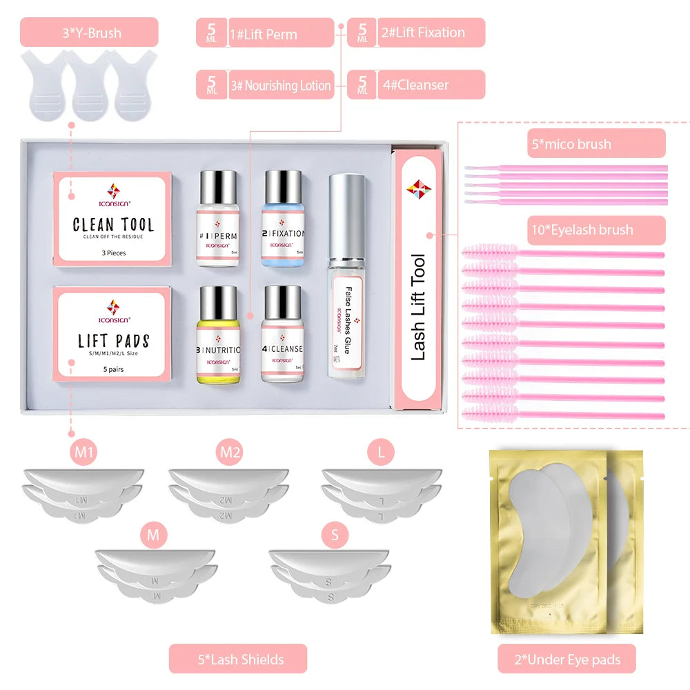 Iconsign atualização versão lash lift kit levantamento cílios duradouro 6-8 semanas lash perm cílios realçador ferramentas de maquiagem