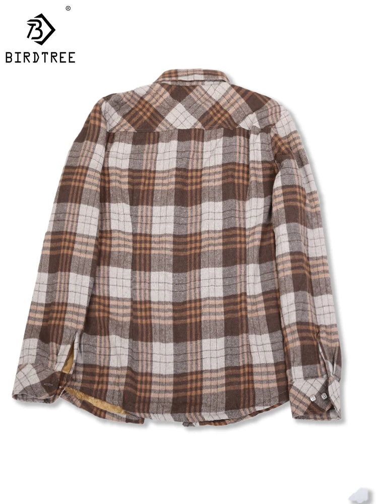 Camisa Xadrez Feminina de Veludo Grossa e Quente, Blusa Casual de Manga Longa com Forro de Lã para Inverno, Tamanhos M-5XL, Roupa de Outono T77710A