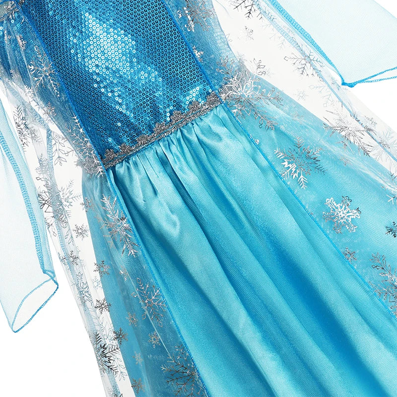 Elsa vestido para meninas elsa malha vestido longo traje crianças carnaval neve rainha cosplay vestido purim festa de aniversário vestido de baile