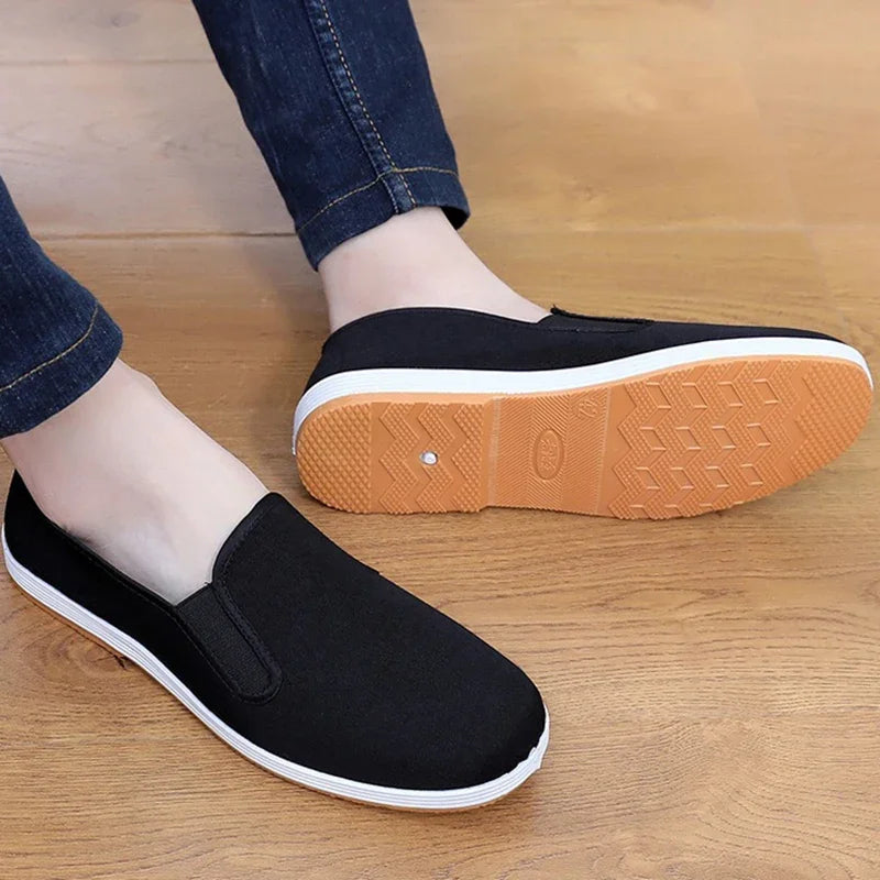 Clássico masculino algodão pano sapatos tradicional chinês tai-chi tênis de treinamento de arte marcial respirável wearable calçado esportivo