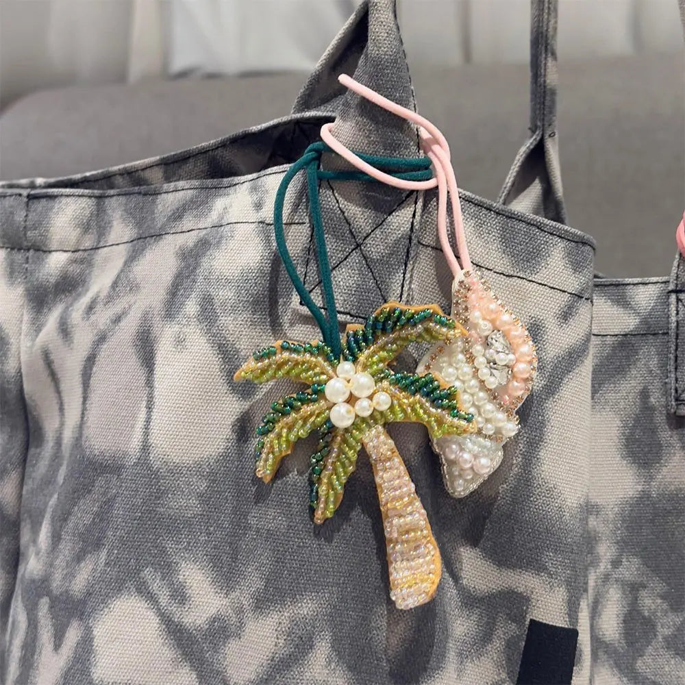 Moda multi-cor strass coqueiro saco pingente criativo pérola coqueiro saco decoração brilhante charme saco acessórios