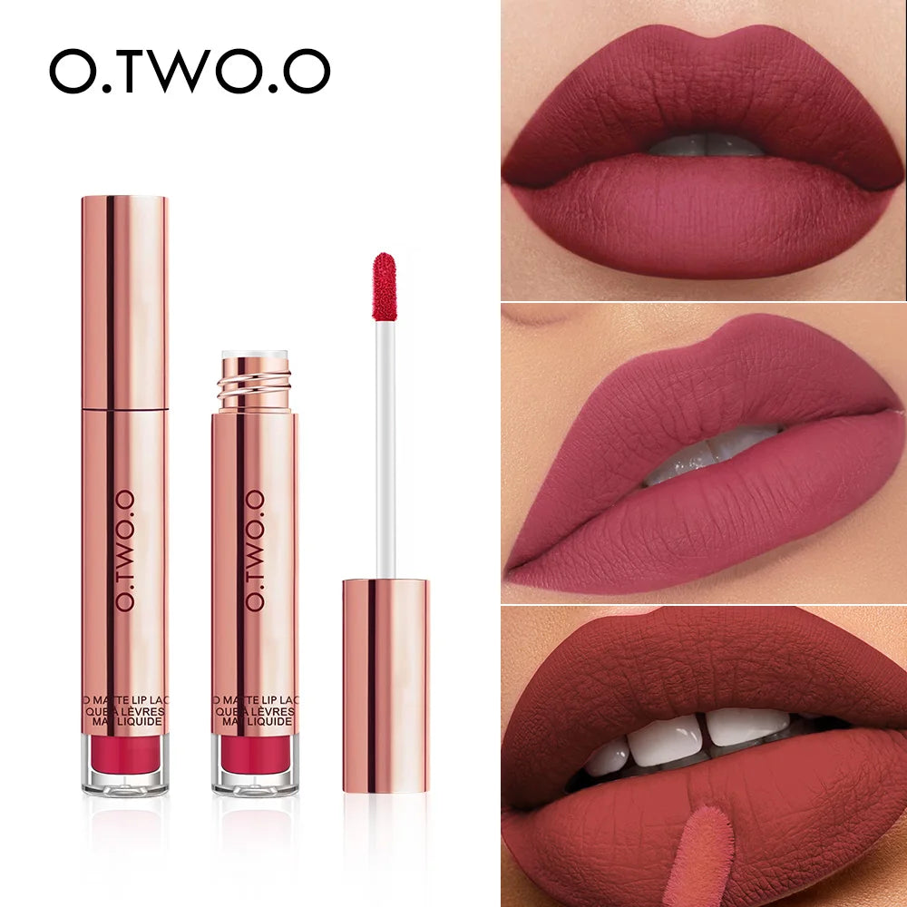 O.TWO.O 12 cores de alta qualidade veludo batom fosco lábios de longa duração maquiagem à prova d'água fácil de usar brilho labial líquido fosco