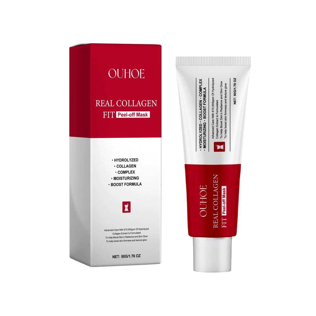 Ouhoe Máscara Peel Off de Colágeno com Pincel de Aplicação Anti Rugas Firmador Hidratante Fácil Descasque Todos os Tipos de Pele Não Irritante Limpo