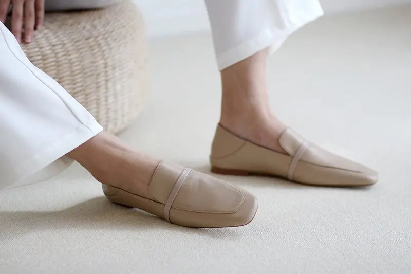 Mocassins de couro genuíno das mulheres Morazora, sapatos baixos confortáveis, moda, tamanho 34-43, primavera e verão
