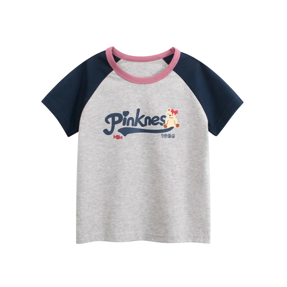 Camisetas dos desenhos animados da menina 2025 crianças 100% algodão roupas bonitos cão gato elefante crianças meninas manga curta casual esporte topo t