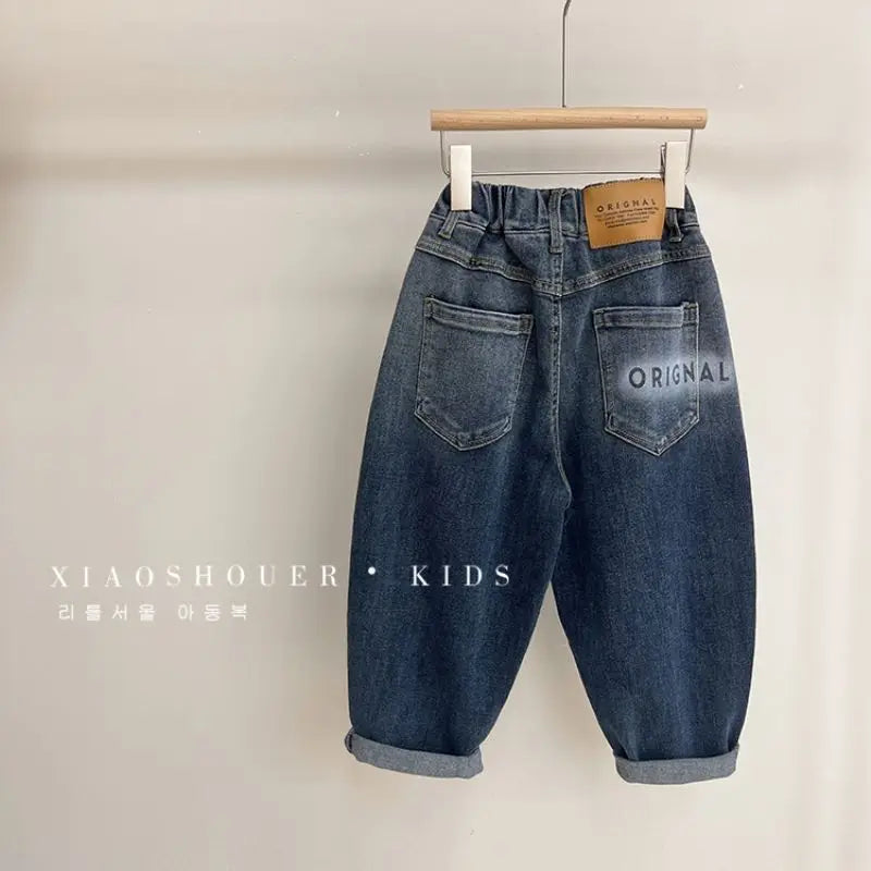 Calça jeans gradiente para meninos, moda estrangeira, moda infantil, estilo casual, primavera e outono, novo, 2 anos, 3 anos, 4 anos, 5 anos, 6 anos, 7 anos, 8 anos