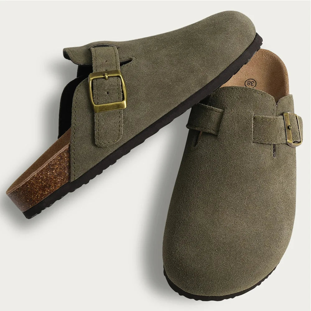 Unissex macio footbed tamanco moda retro marcas tamancos de cortiça sapatos para mulheres chinelos casuais confortáveis com suporte de arco