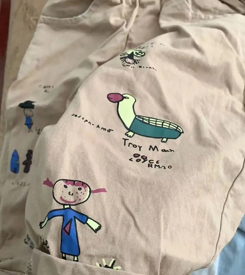 Japão coreano crianças roupas menino crianças moda calças primavera outono bebê bolso tornozelo comprimento solto menina dos desenhos animados calças casuais
