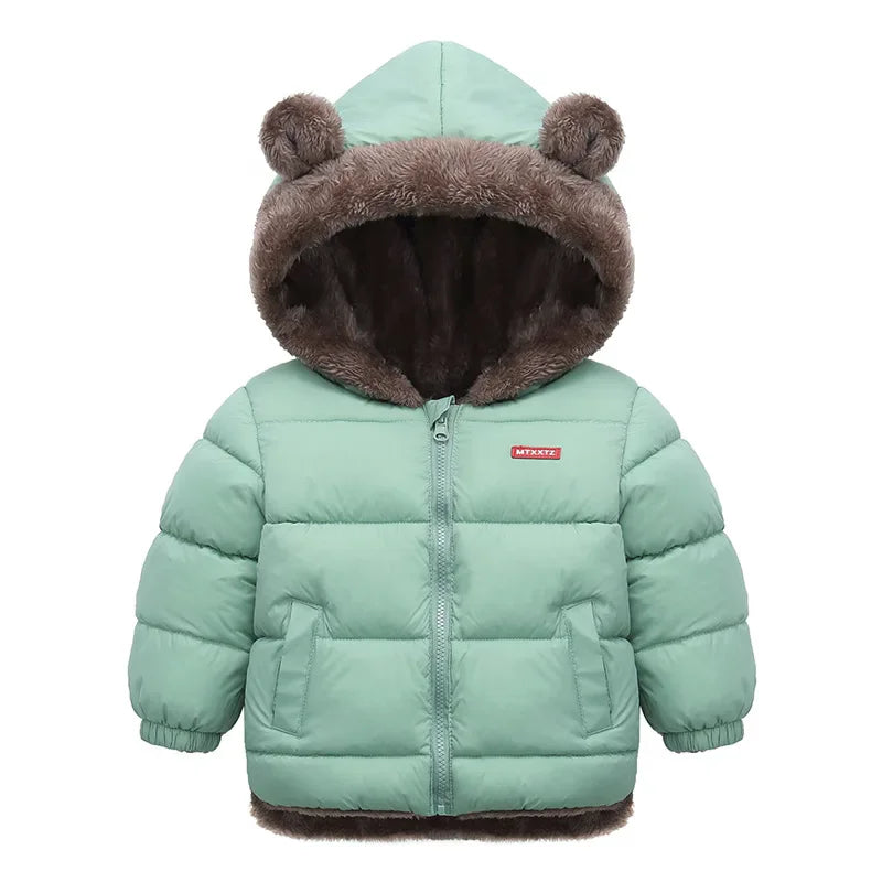 Crianças grossas para baixo jaquetas inverno engrossar casacos de pelúcia para meninos meninas cor sólida com capuz jaquetas 2-6 anos crianças parka outerwear