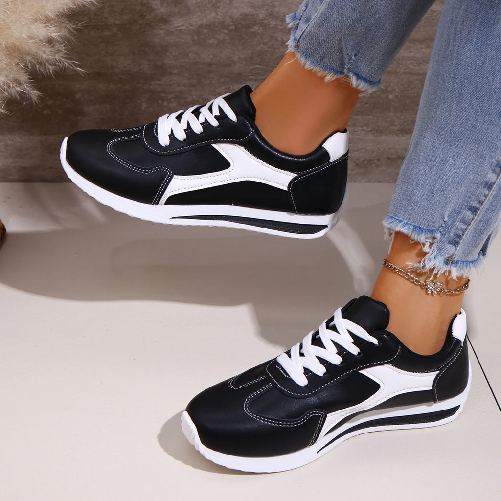 2025 primavera novas mulheres tênis confortáveis ao ar livre moda versátil plana casual tênis rendas até sapatos esportivos femininos plus size