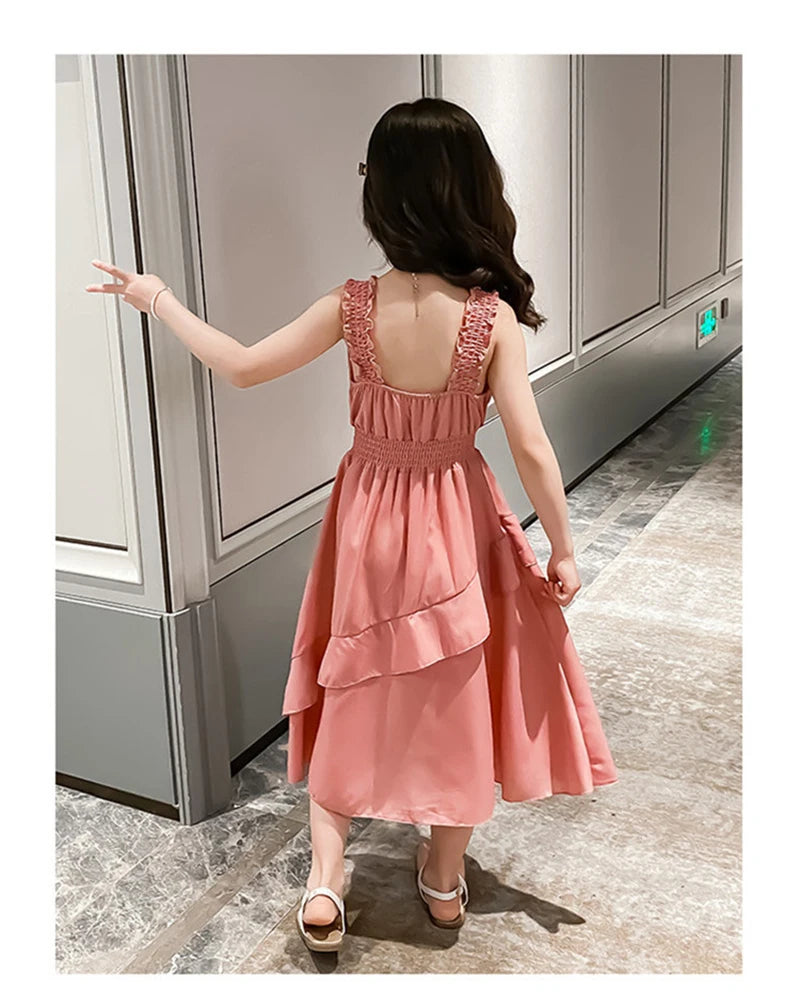 Vestidos de Festa Sem Mangas em Chiffon para Meninas, Estilo Princesa, para Crianças de 4 a 12 Anos