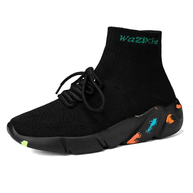 Mwy sapatos casuais masculinos tênis respirável rendas até meias de malha sapatos zapatillas hombre feminino esportes joggingshoes plus size 35-47