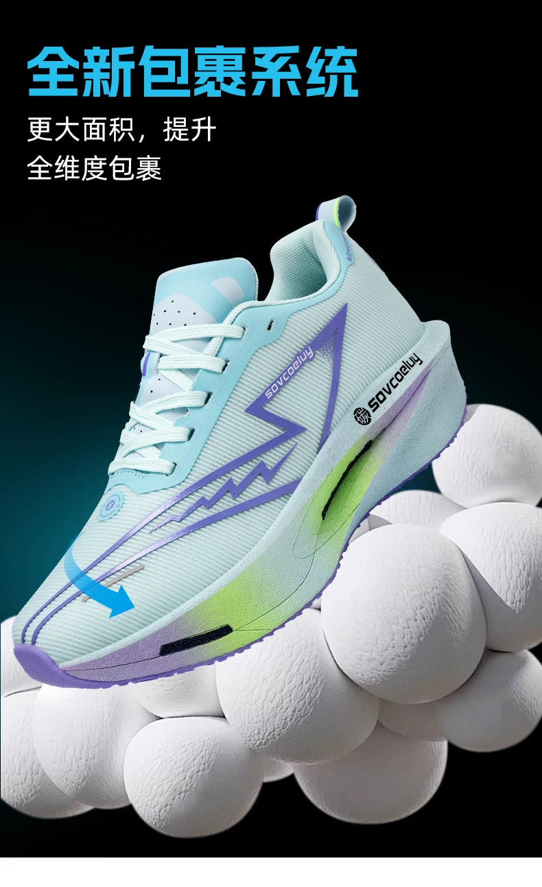 Tênis de Corrida com Placa de Carbono Especial para Maratona, Respirável e Leve, Confortável para Mulheres, Sneakers Antiderrapantes