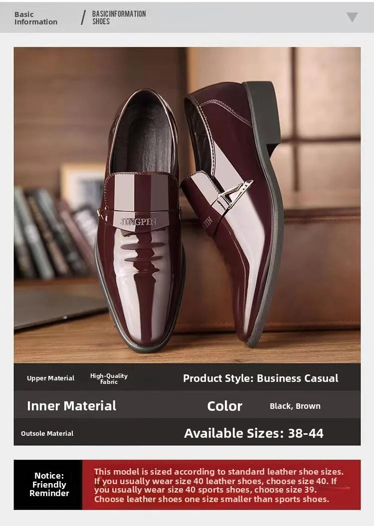 Sapatos de couro casuais de negócios masculinos casamento noivo estilo britânico altura aumentada verão respirável dedo do pé apontado calçados masculinos