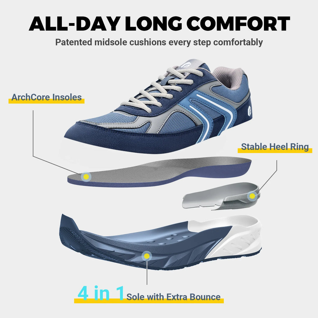 Fittington sapatos largos para homens sapatos de caminhada tênis casuais sapatos ortopédicos suporte de arco para fascite plantar neuropatia