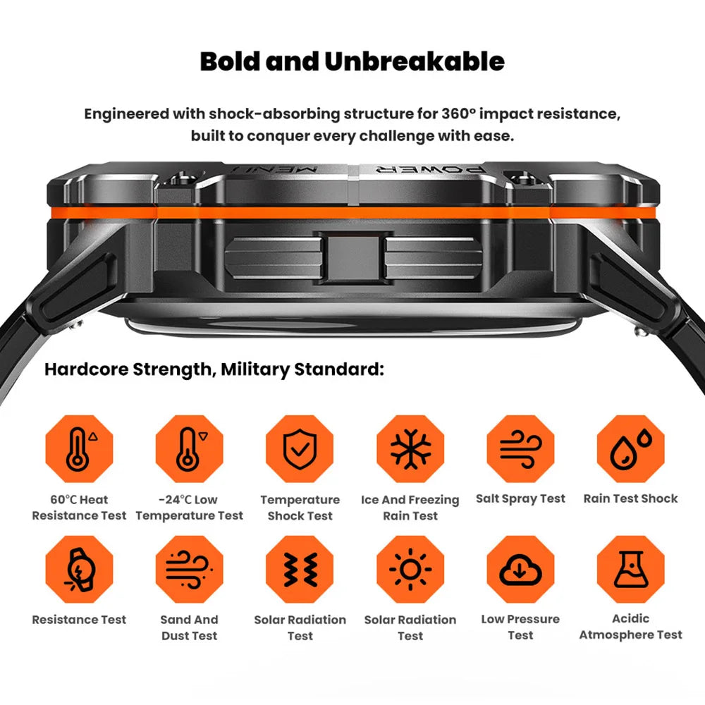 Relógio Inteligente Masculino T REX 3 com Tela AMOLED de 1.73", Bússola, Chamada BT, Resistente à Água 1ATM, Relógios Esportivos para Homens IOS Android 2026