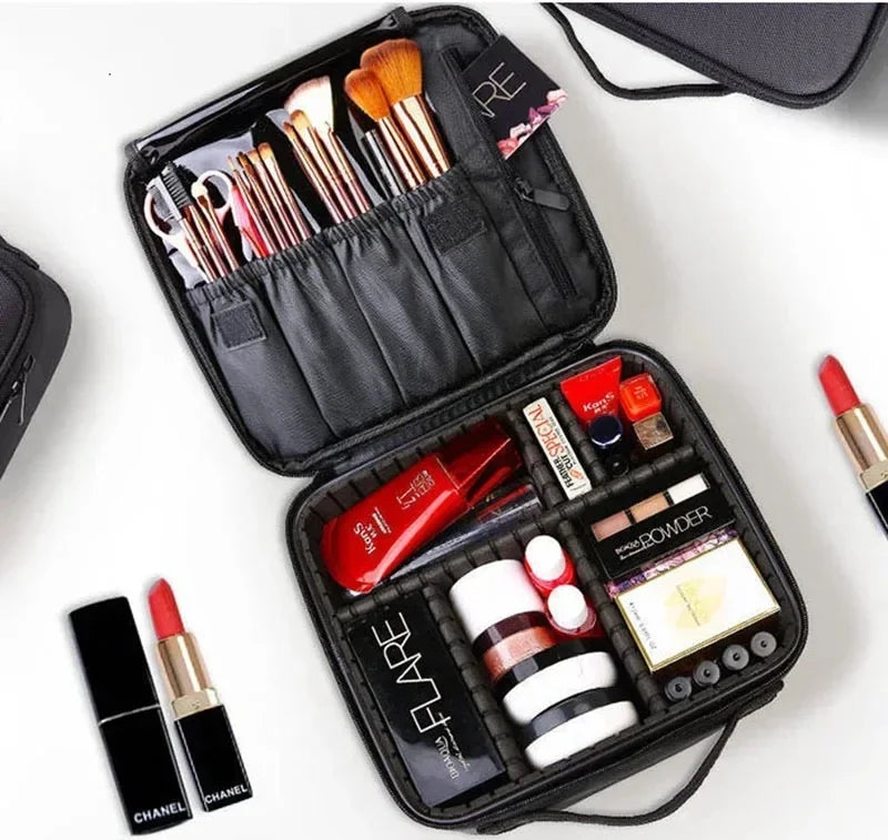 Bolsa de Maquiagem à Prova d'Água para Mulheres, Estojo Profissional de Cosméticos, Organizador Portátil para Pincéis de Beleza