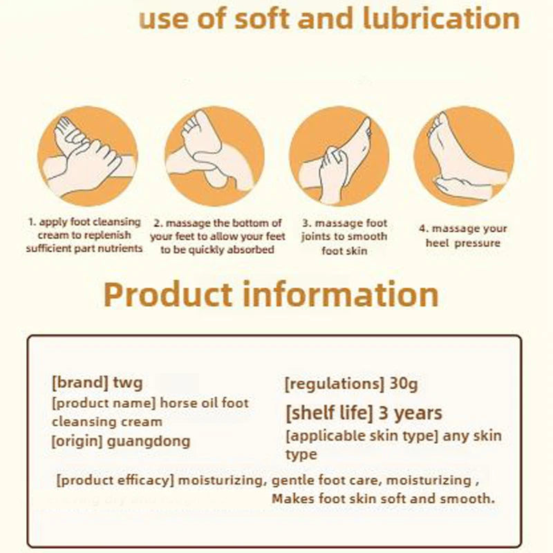 Ma You Qing Creme para pés, Creme hidratante para pés, adequado para pele seca, adequado para cuidados com as mãos e pés para mãos e pés secos