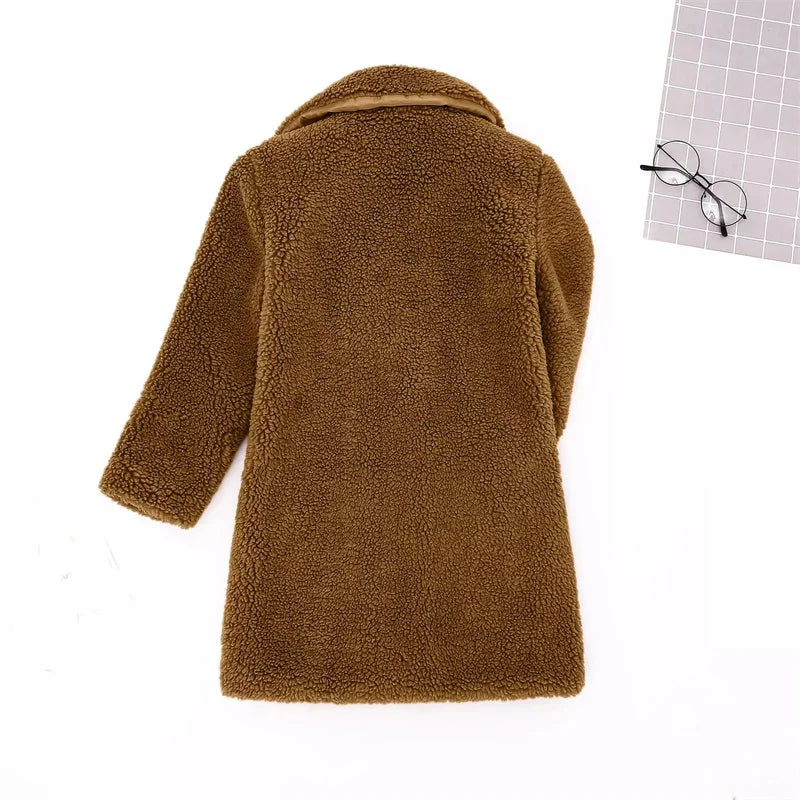 Bebê meninas casacos de pele do falso crianças inverno quente jaquetas de pelúcia crianças turndown colarinho acolchoado outerwear infantil casual roupas exteriores