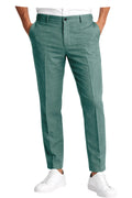 Calças Masculinas Premium em Mistura de Linho, Leves, Slim Fit, Resistentes a Rugas, para Escritório, Verão, Casual e Formal