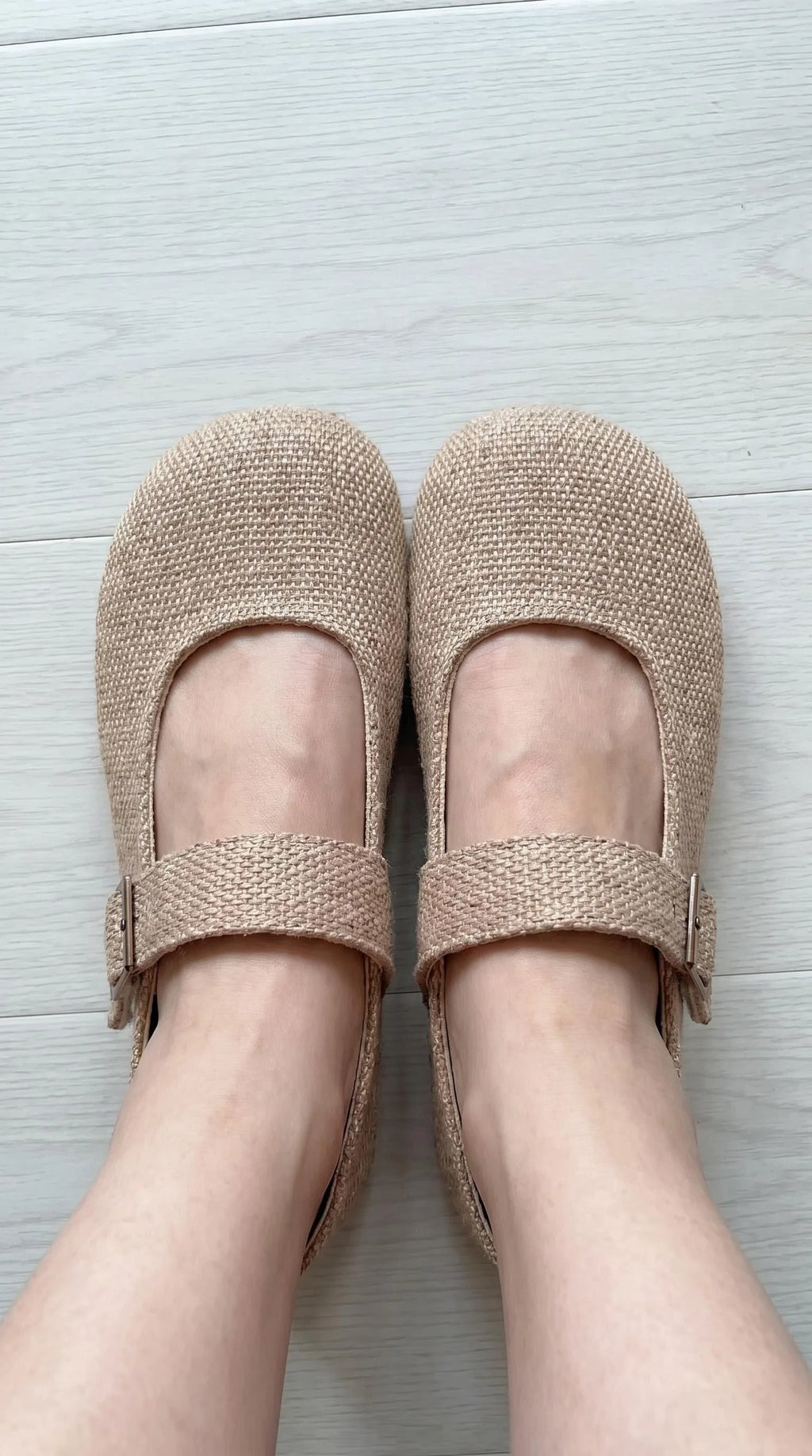 Mocassins de Linho Evening Breeze para Mulheres com Bico Quadrado, Cabedal Texturizado em Linho, Suporte para Arco, Respiráveis, Calçados Diários de Verão