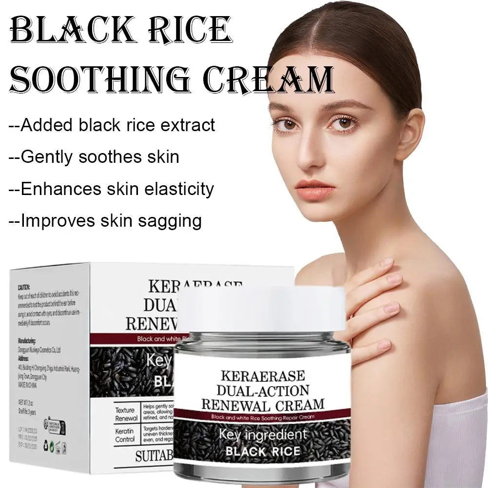 Creme hidratante de polpa crua de arroz preto - hidrata, evece o tom da pele, reduz linhas finas com extrato de arroz e cuidados faciais de hialuronato