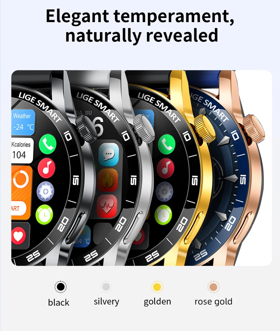 Relógio Inteligente LIGE 2026 com Chamadas de Voz para Homens, Tela HD de 1.38", IP68 à Prova D'água, Relógio Esportivo e Fitness, Novo Smartwatch para Homens e Mulheres, Compatível com Android e iOS