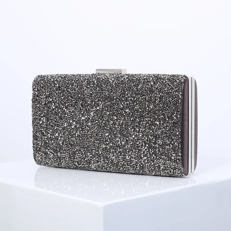 Lantejoula cristal dia embreagem para senhoras, bolsa de noite feminina, bolsa de casamento, banquete de festa, preto ouro prata, novo