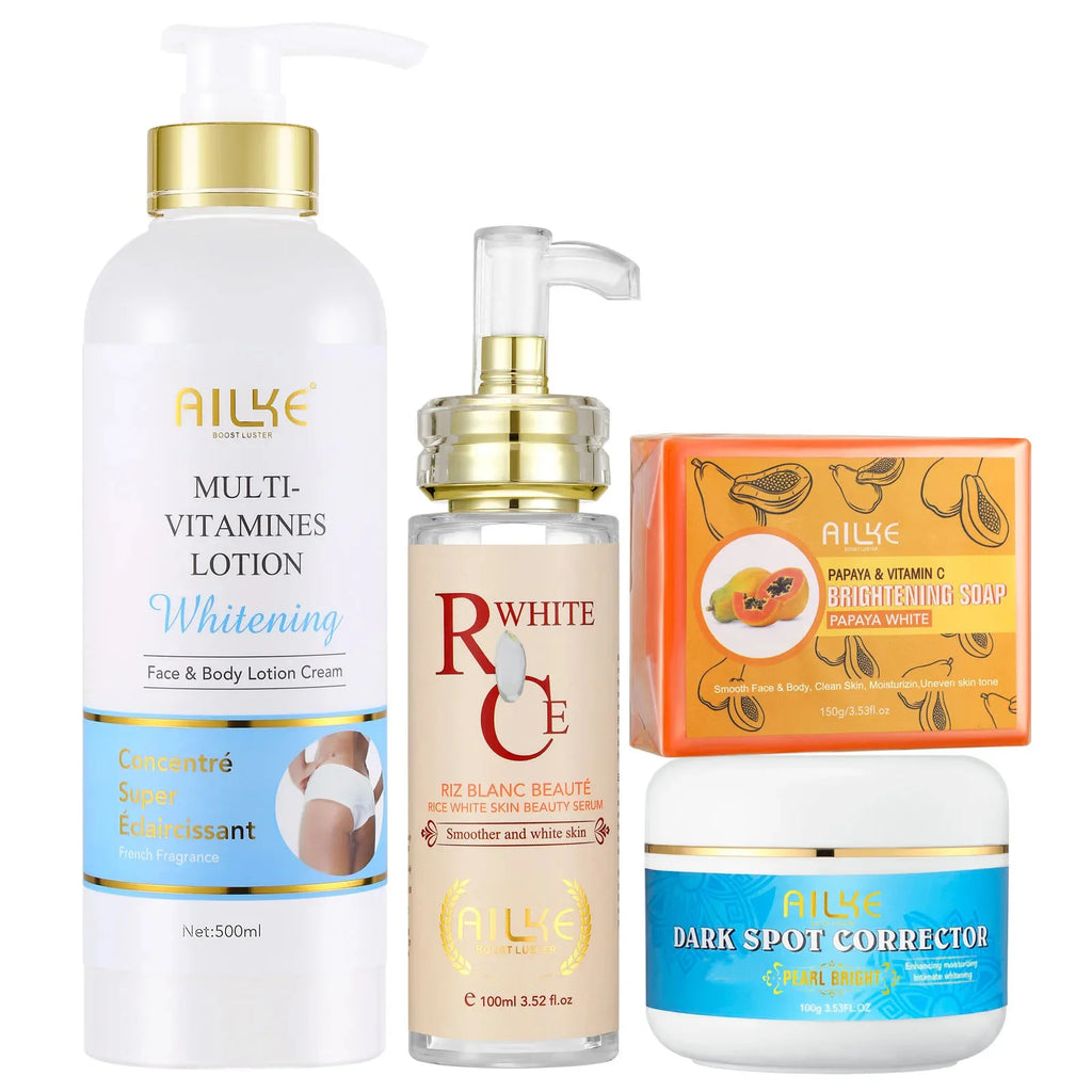 AILKE Kit de cuidados com a pele com multivitamina natural, hidrata, tonificação uniforme, remove manchas escuras e brancas, pele limpa e lisa