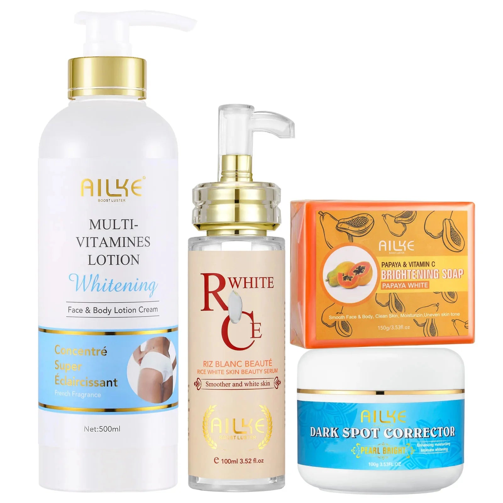 AILKE Kit de cuidados com a pele com multivitamina natural, hidrata, tonificação uniforme, remove manchas escuras e brancas, pele limpa e lisa
