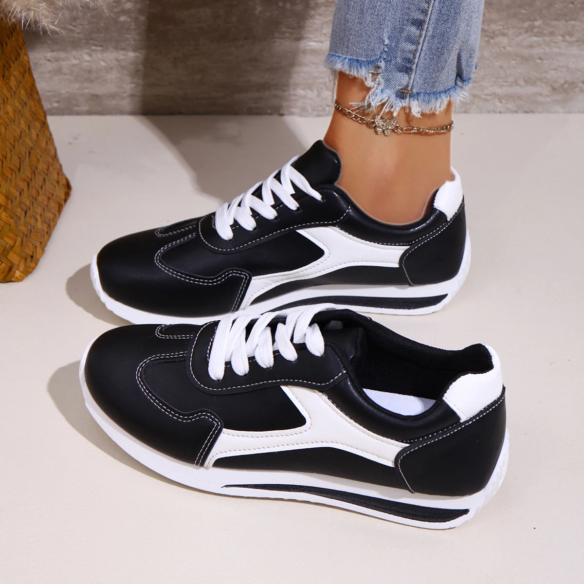 2025 primavera novas mulheres tênis confortáveis ao ar livre moda versátil plana casual tênis rendas até sapatos esportivos femininos plus size