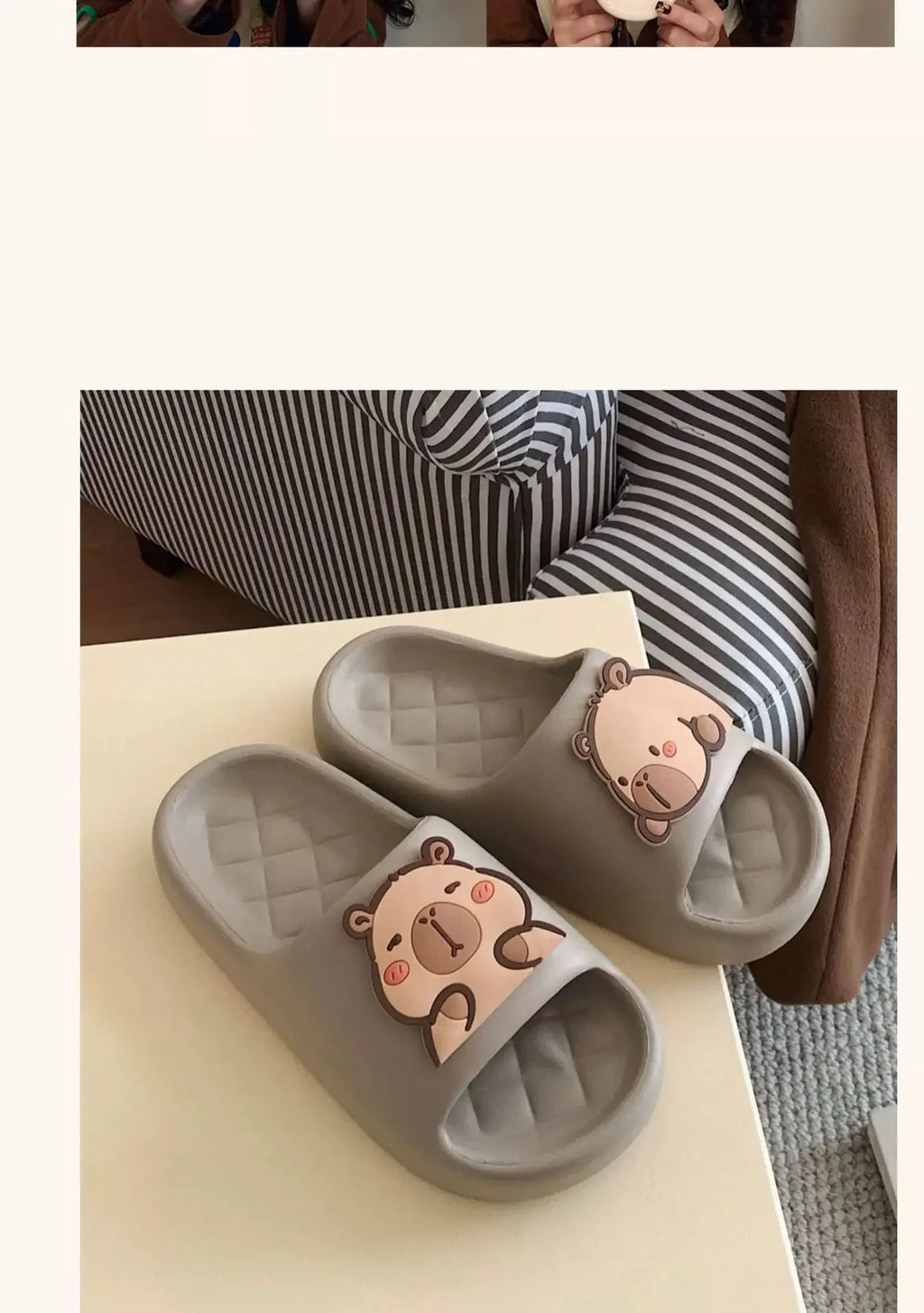 Capivara flip flops feminino chinelo kapibara bonito nuvem sandálias verão praia slides casa quarto sapatos kawai plana feminino eva