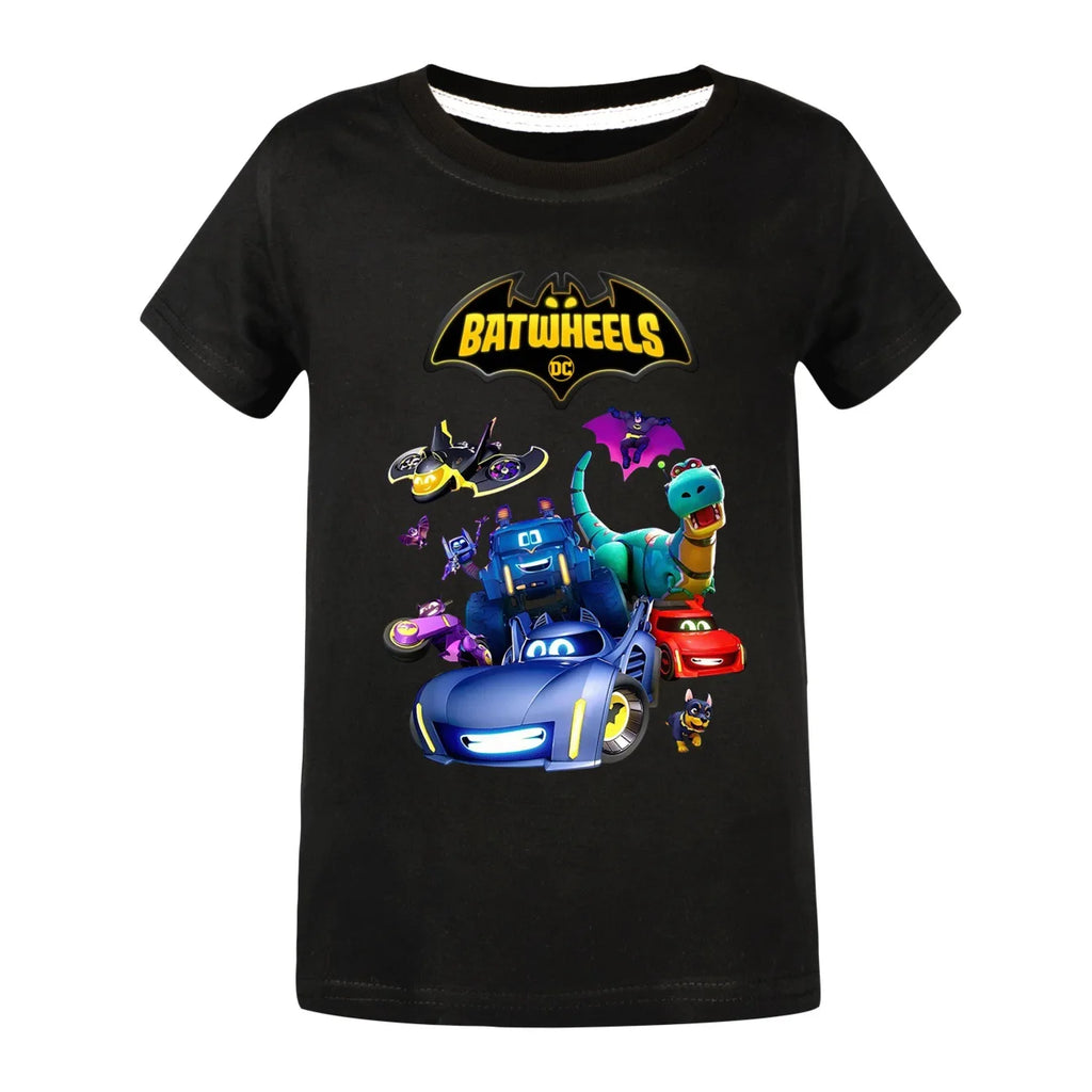 Engraçado batwheels manga curta crianças roupas camisetas verão crianças topos dos desenhos animados camisetas casuais de algodão meninos meninas clothes3057