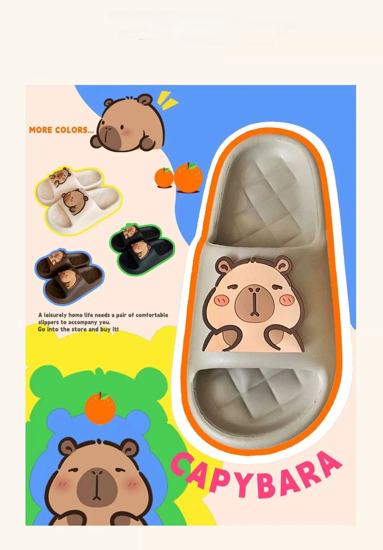 Capivara flip flops feminino chinelo kapibara bonito nuvem sandálias verão praia slides casa quarto sapatos kawai plana feminino eva