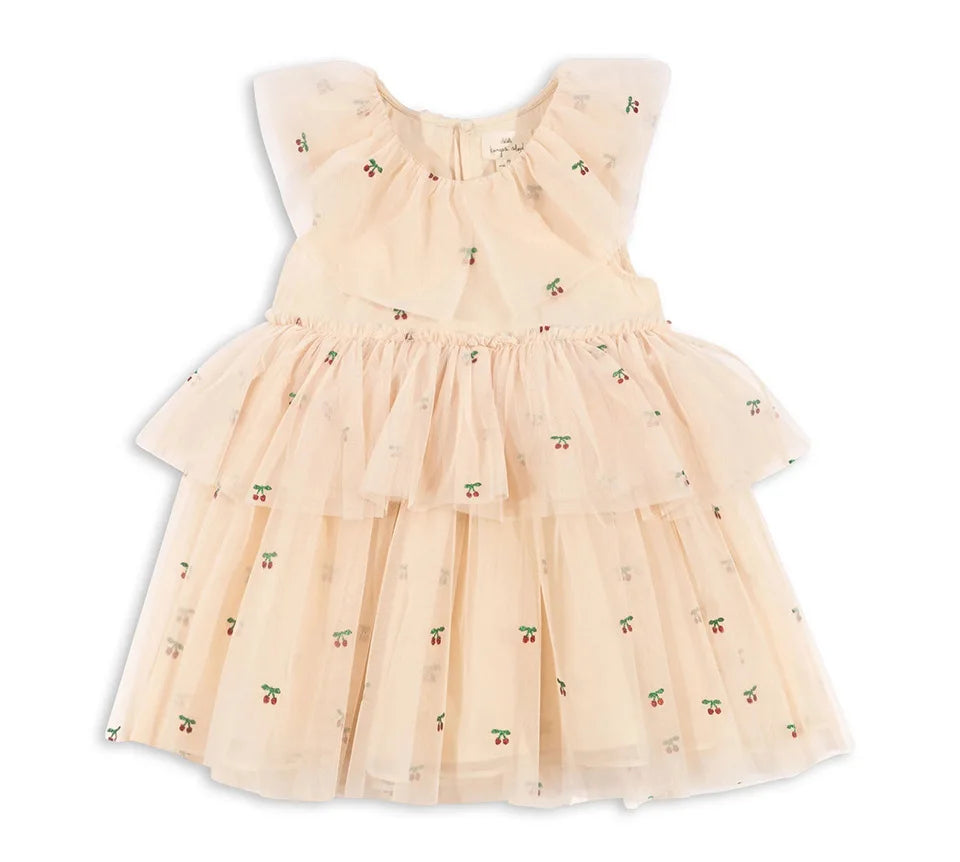 Verão ks bebê meninas cereja malha vestido crianças roupas meninas vestidos de princesa saias festa de natal manga longa vestidos