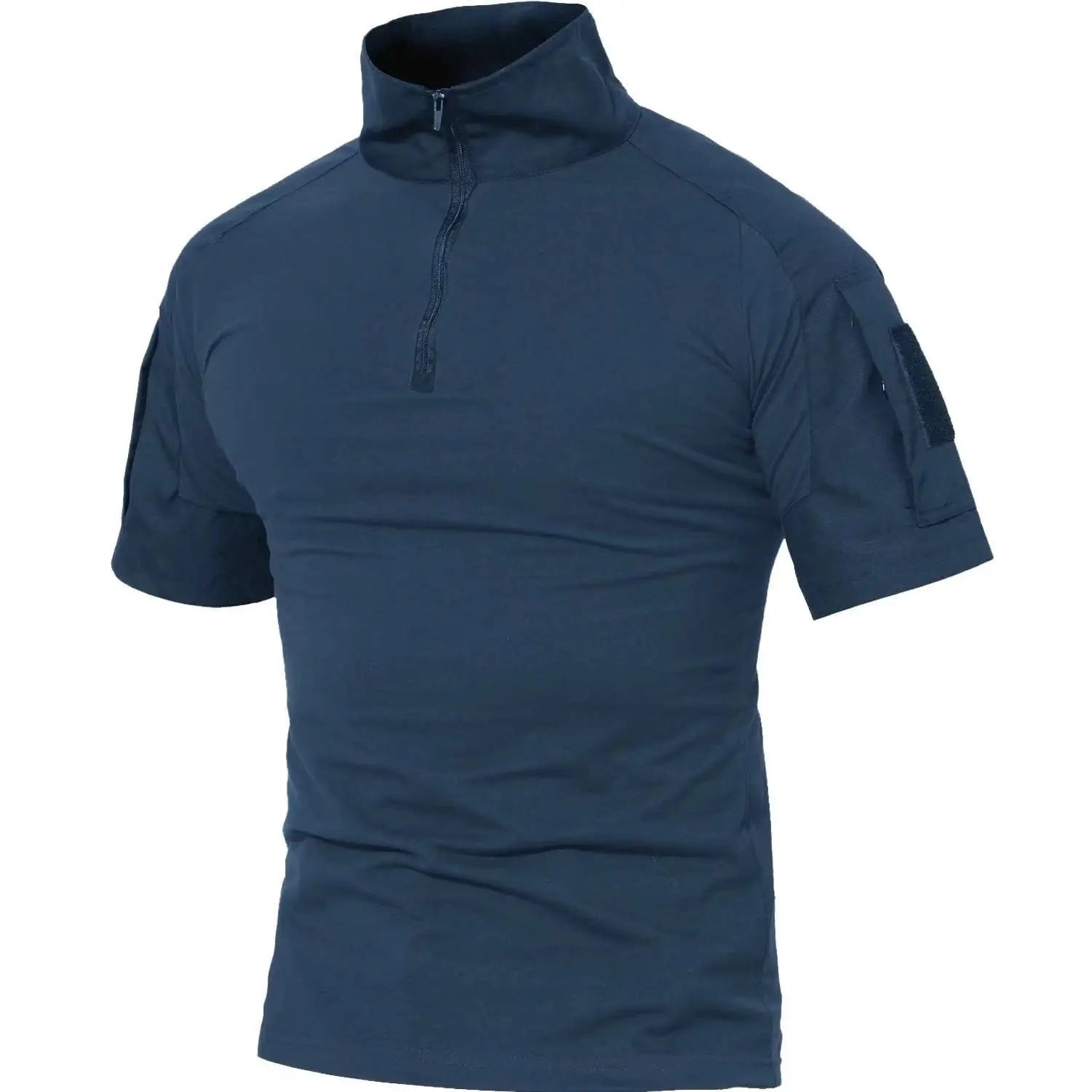 Tacvasen-camiseta de manga curta com bolsos com zíper para homens, roupas de estilo safári, cor sólida, para caminhadas e trabalho, para o verão