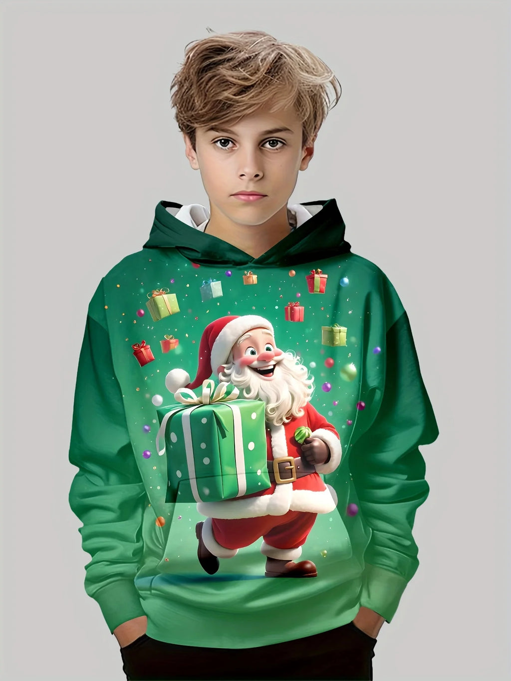Crianças topo natal meninos roupas de manga longa outono roupas infantis dos desenhos animados papai noel impressão pulôver menina camisolas
