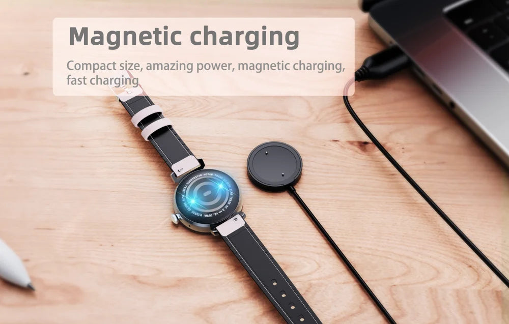 Amoled tela hd azul dente chamada smartwatch feminino relógios inteligentes à prova dwaterproof água esportes monitor de saúde freqüência cardíaca notificação mensagem