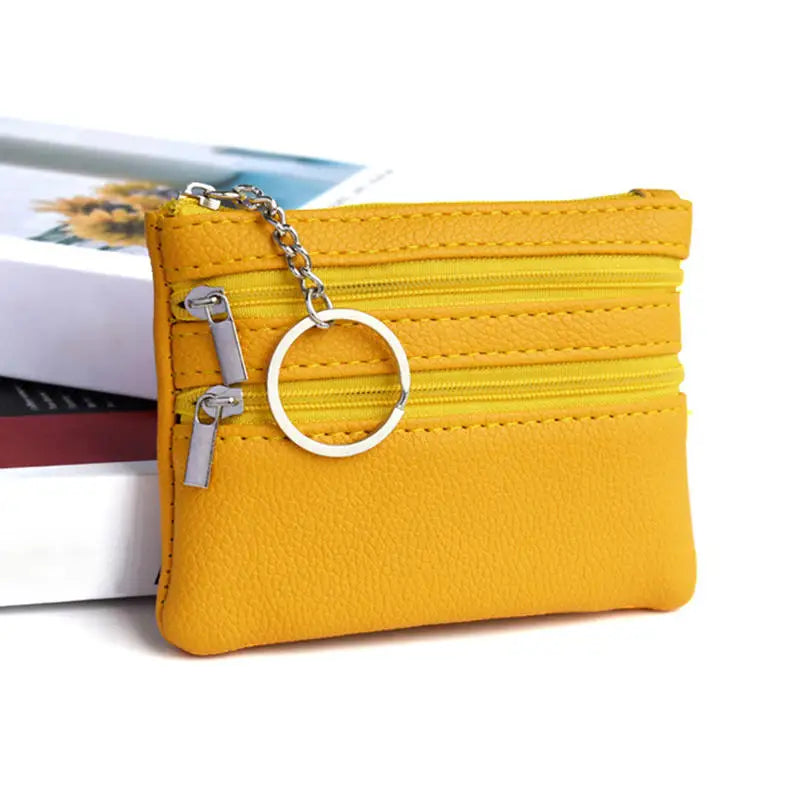 Bolsa de moedas de couro pu 2025 novo com chaveiro bolsa de bolso à prova d'água com zíper resistente ao desgaste porta-cartões de crédito masculino