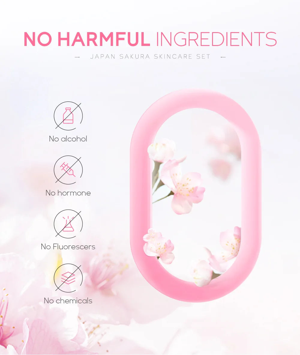 Conjuntos de cuidados com a pele Laikou Sakura com limpador, sérum, creme para os olhos, creme essencial, produtos de beleza para mulheres, presente de Natal.
