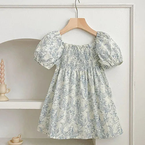 2025 novo verão crianças vestido 2-6 anos crianças vestidos de princesa manga voadora algodão bordado bebê menina vestido de festa irmã roupas