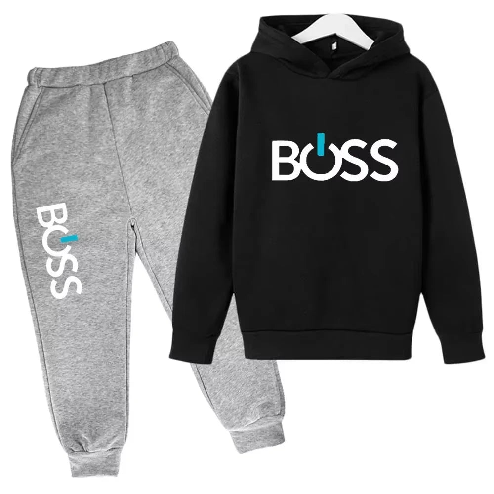 Streetwear nova primavera e outono crianças conjunto com capuz meninos meninas casual manga longa com capuz topos + calças esportivas 2-14 anos de idade