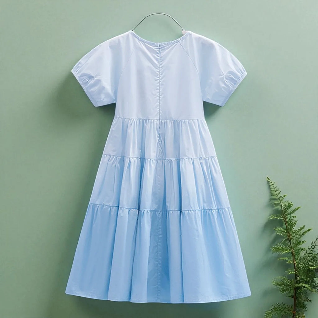 Vestido de manga curta para meninas, vestidos brancos para adolescentes, escola pré-escolar, roupas infantis, traje de bebê, crianças, 8, 10, 12 anos, verão