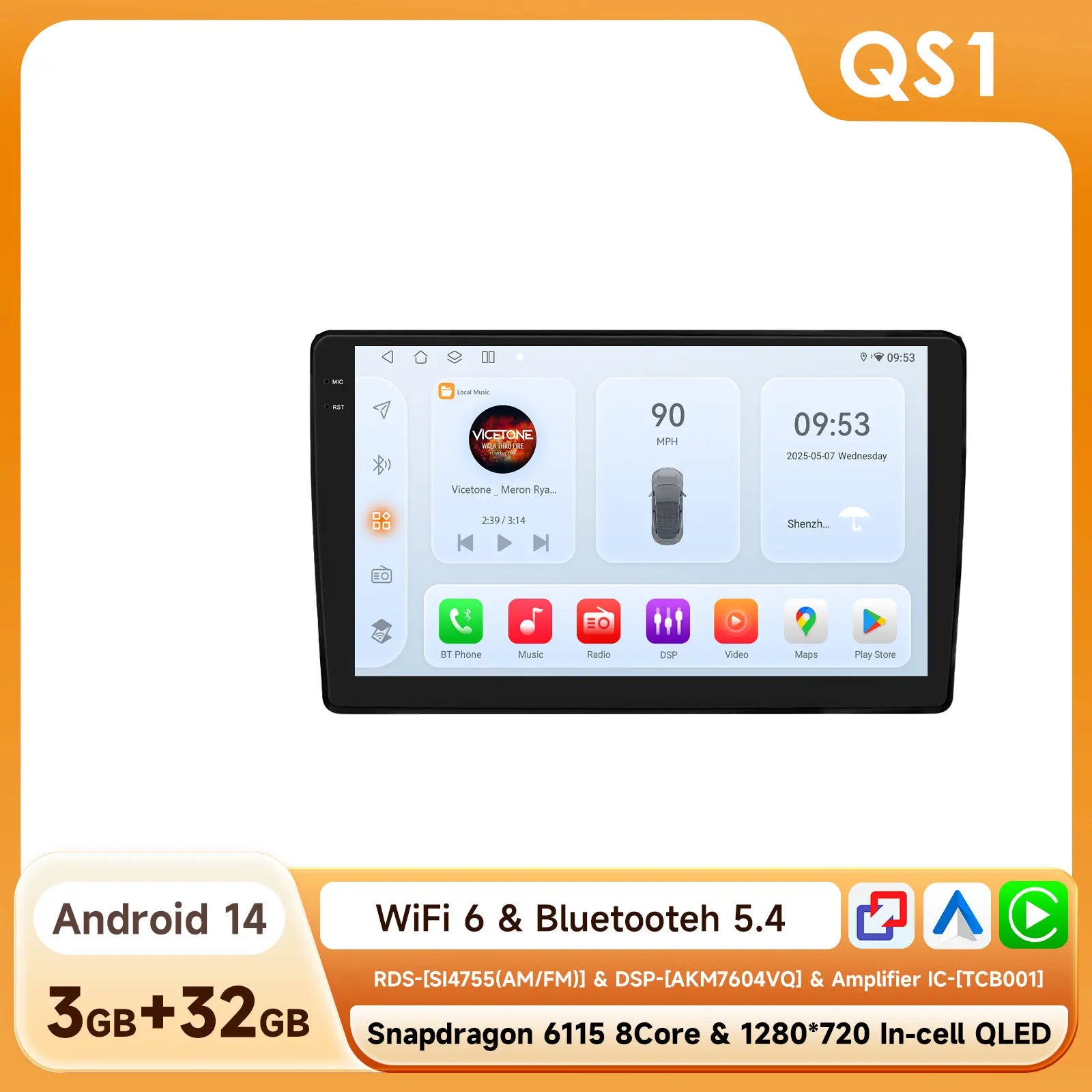 Rádio de Carro Android 2Din de 9 polegadas Hizpo para Audi A4 B8 B7 B6 S4 RS4 2000 - 2009 SEAT Exeo BT 4G DSP RDS CarPlay Navegação GPS 360CAM