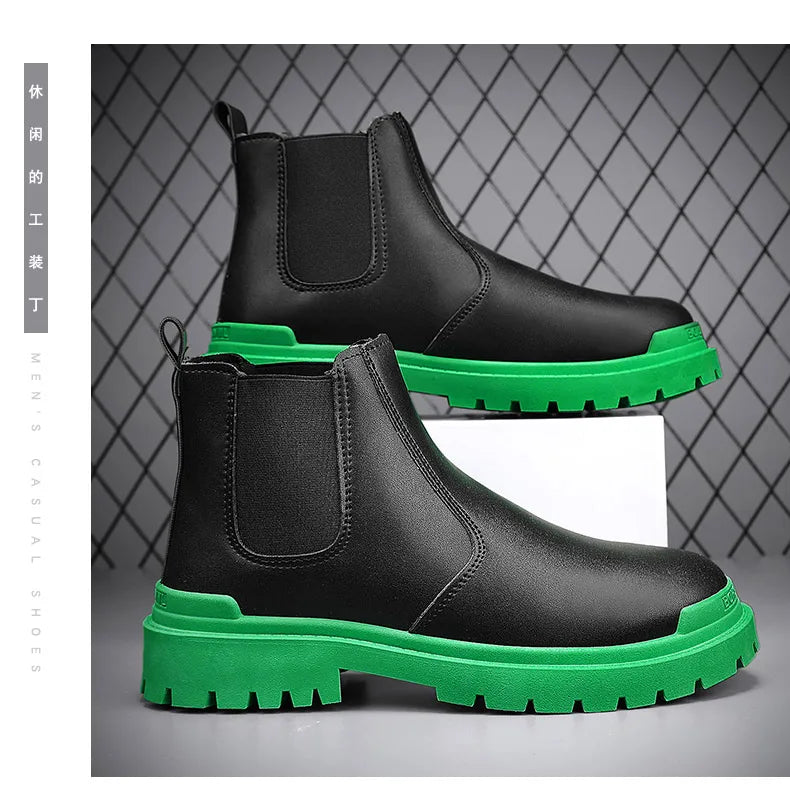 Botas de tornozelo tênis casuais sapatos casuais sapatos de couro masculino tênis mocassins esportes e lazer trabalho wear tênis de outono masculino
