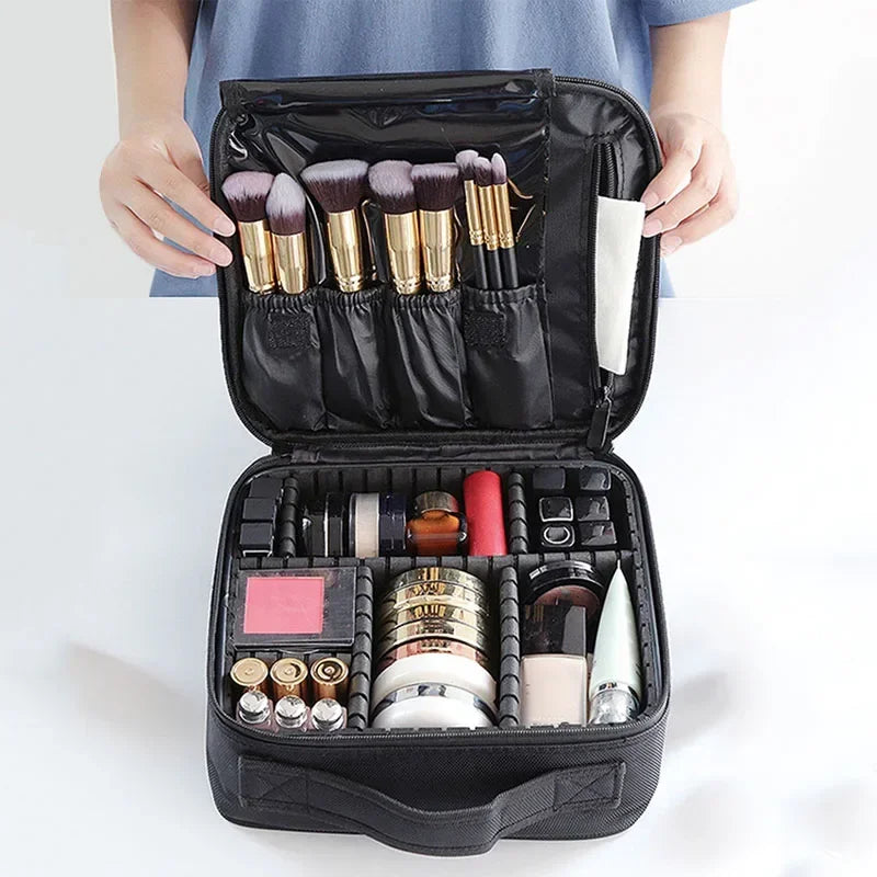 Bolsa de Maquiagem à Prova d'Água para Mulheres, Estojo Profissional de Cosméticos, Organizador Portátil para Pincéis de Beleza