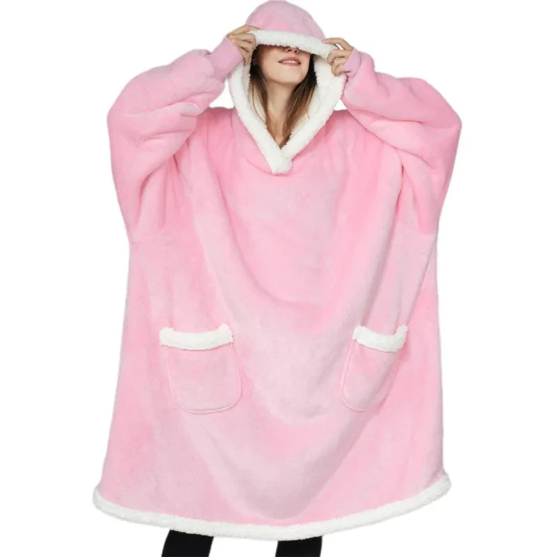 Cobertor de flanela super longo para homens e mulheres, moletom, suéter, pulôver, velo, TV gigante, cobertor extragrande, inverno, 2024